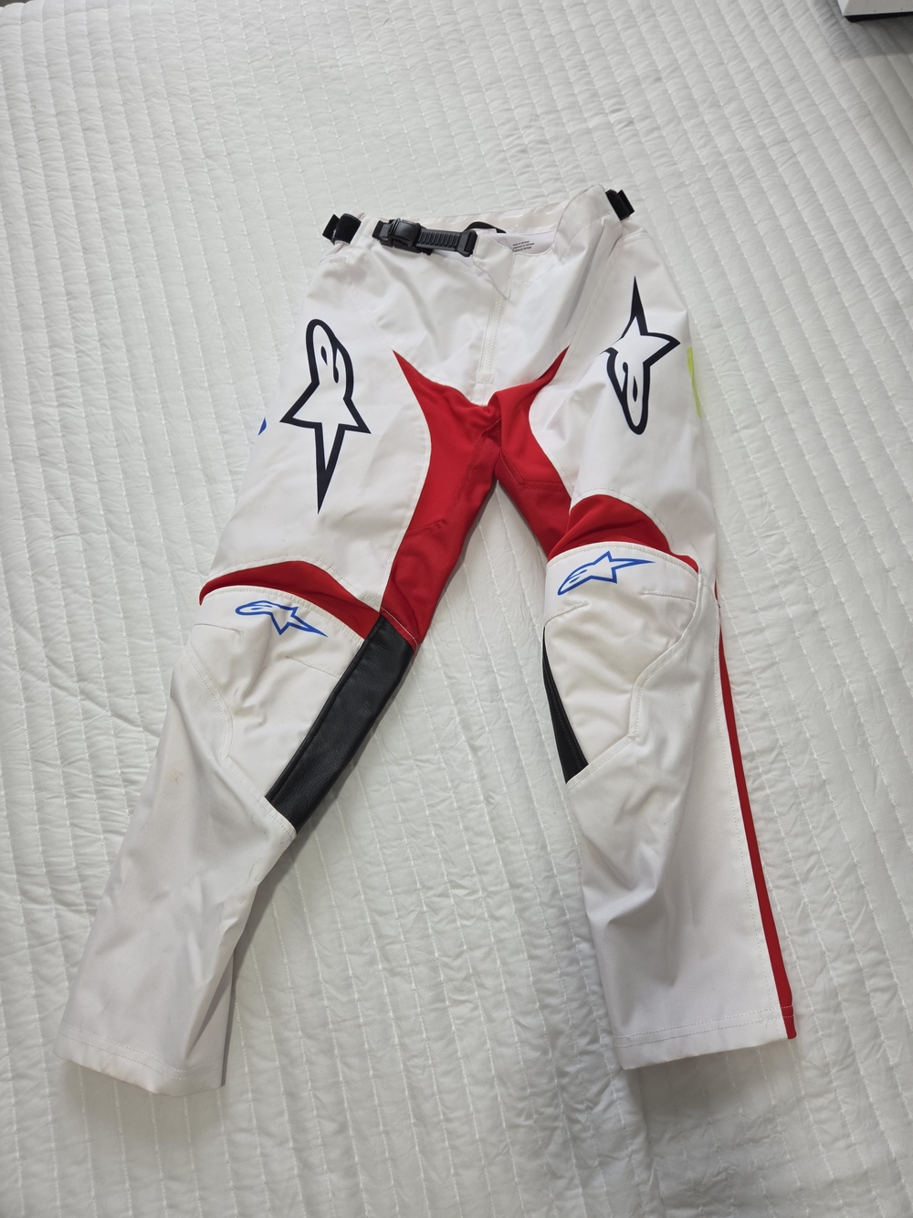 Alpinestars White Red & Black Kid's Racing Pants